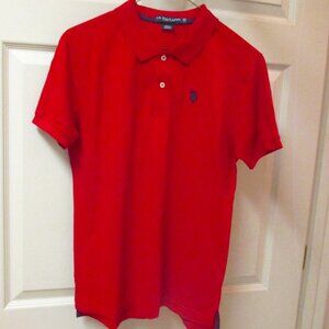 US Polo Assn Boys Size XXL 18 Red Polo Shirt with logo